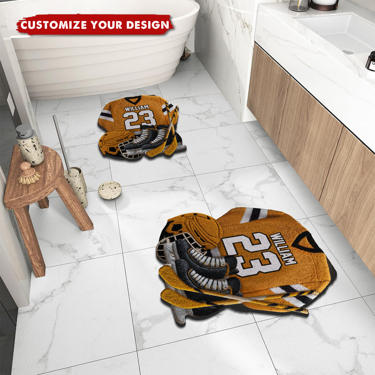 Love Hockey - Personalized Hockey Non-Slip Tufted Rug