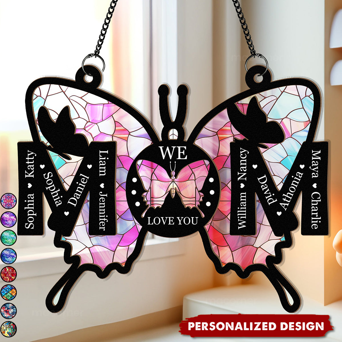 Mom Gifts We Love You-Personalized Window Hanging Suncatcher Ornament