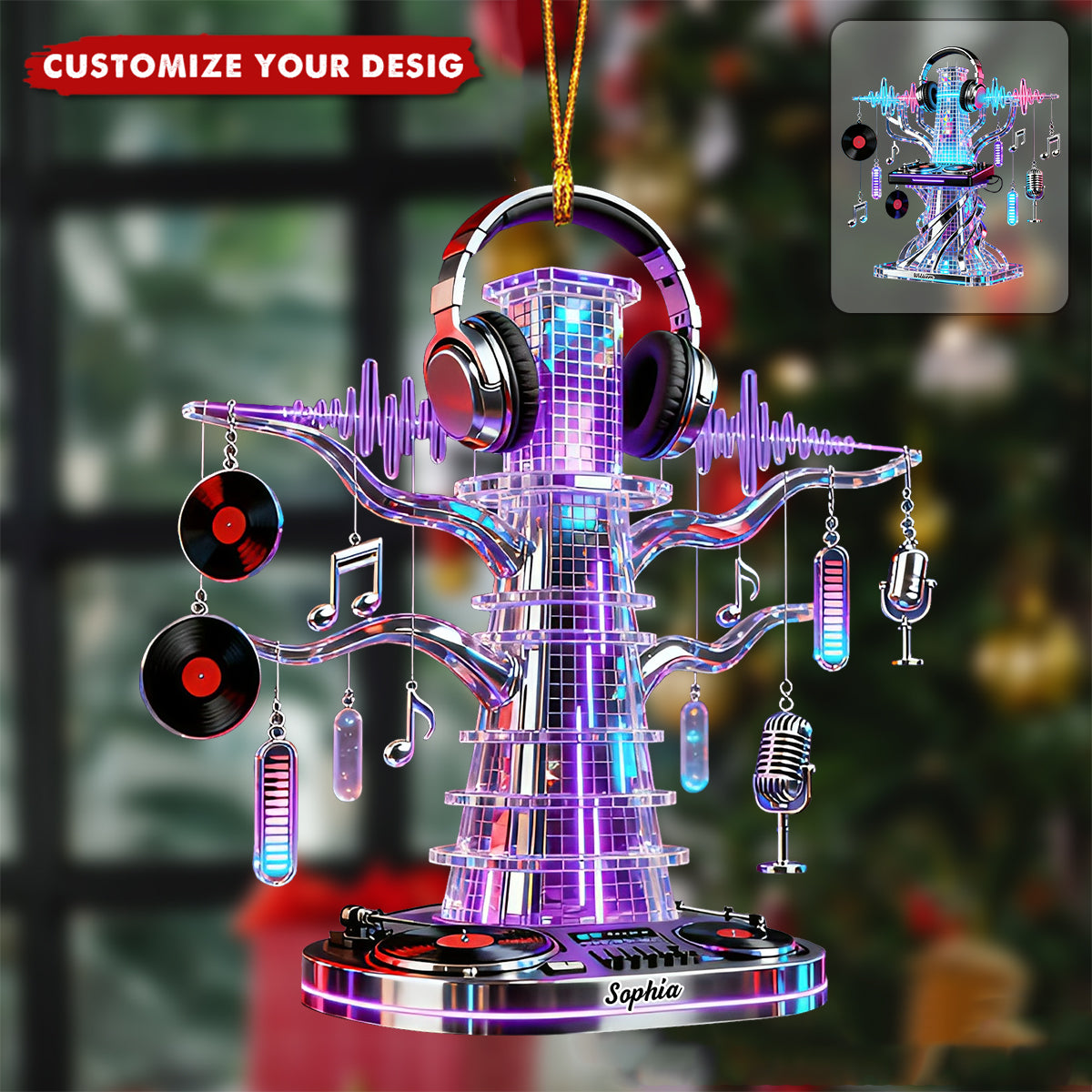 Personalized DJ Tower Theme Christmas Ornament