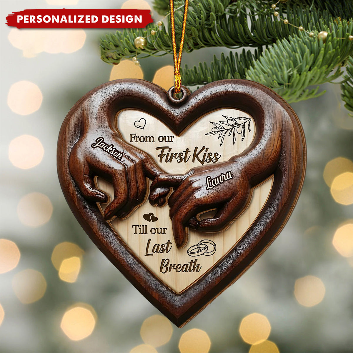 Personalized Couple Hand Ornament-Romantic Gift for Husband Wife Anniversary