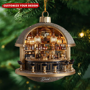 Personalized Exquisite Cocktail Bar Ornament - Detailed Mini Speakeasy Scene