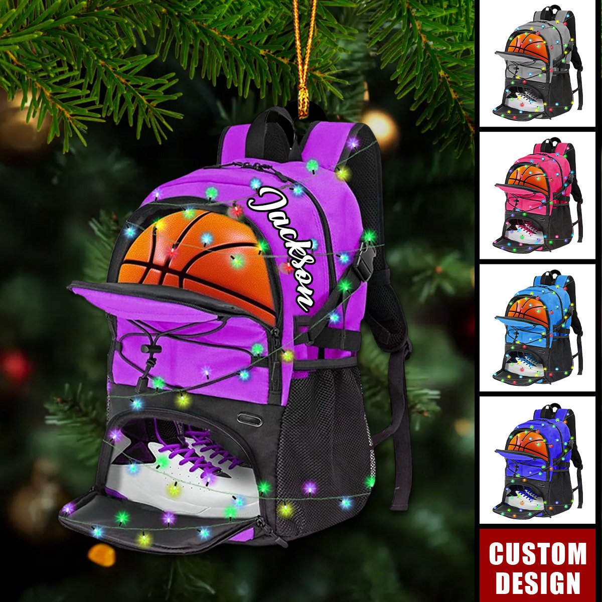 Personalized Basketball Bag Christmas Ornament - Gift For Basketball Players
