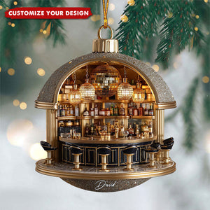 Personalized Exquisite Cocktail Bar Ornament - Detailed Mini Speakeasy Scene