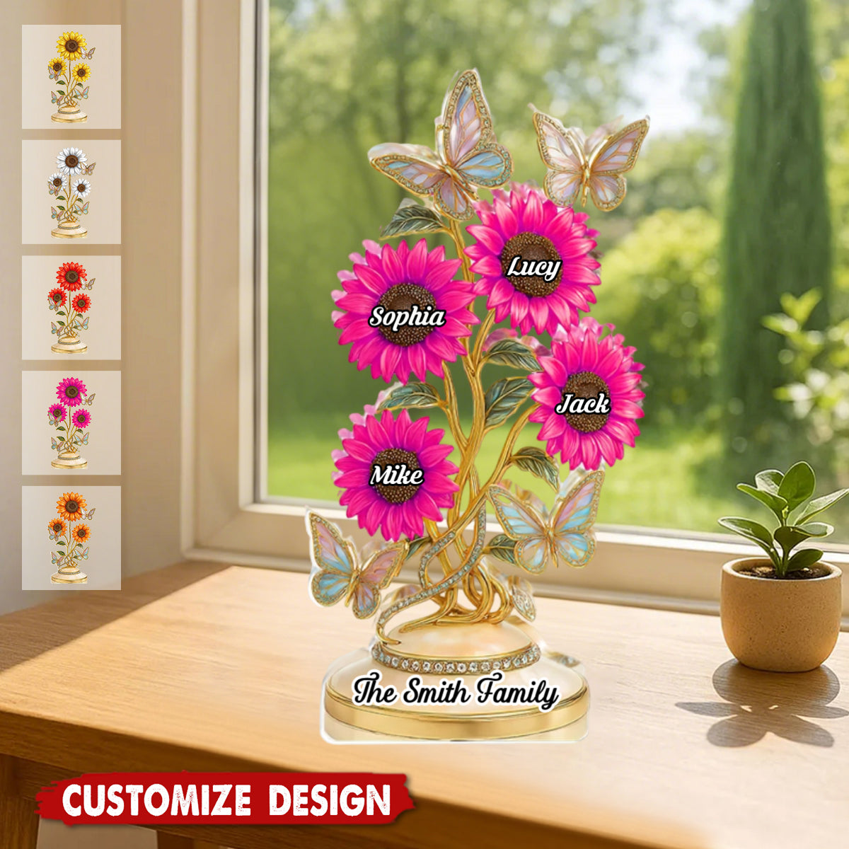 Our Family Sunflowers - Personalized Shaped Acrylic Plaque