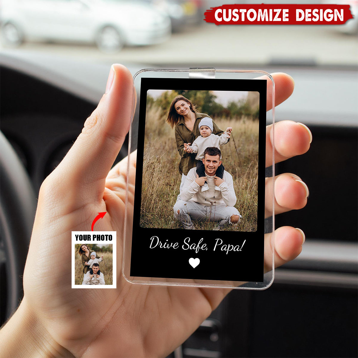 Drive Safe Daddy - Personalized Car Visor Clip - Father's Day,Birthday Gift For Dad,Grandpa
