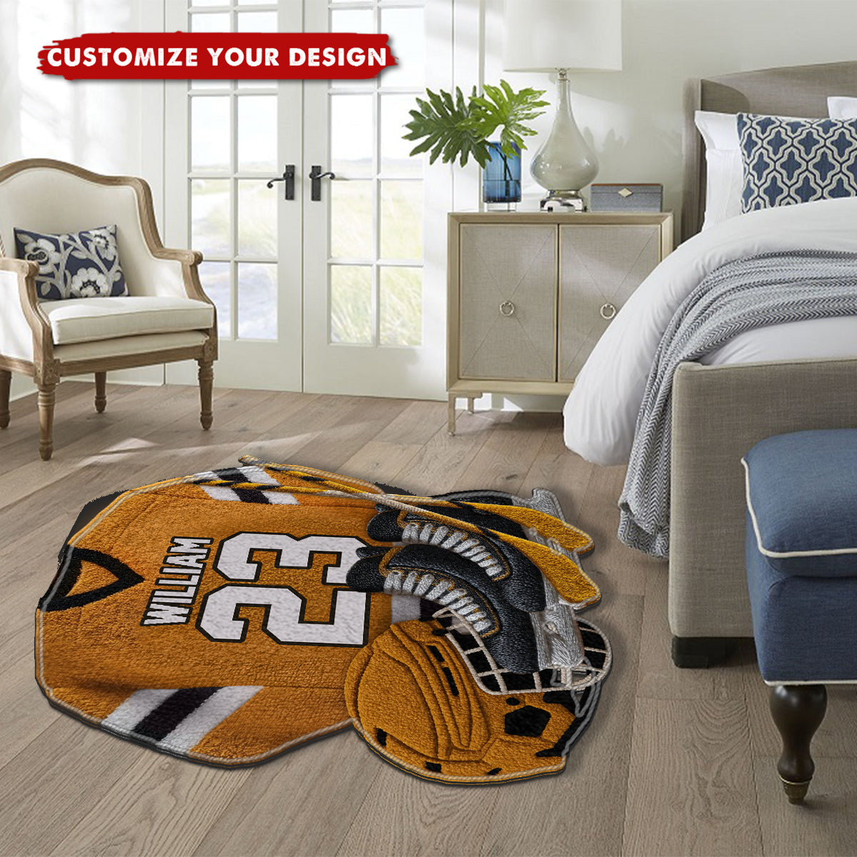 Love Hockey - Personalized Hockey Non-Slip Tufted Rug
