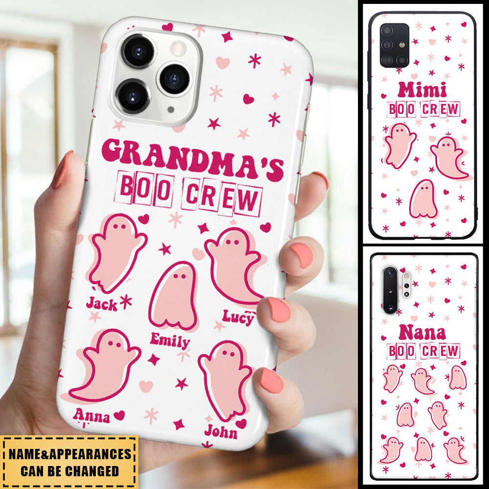 Cute Pinky Ghost, Grandma Mom's Boo Crew- Halloween Gift Personalized Phone Case