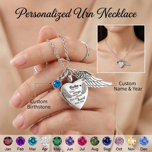 Personalized Urn Necklace for Ashes with Birthstone