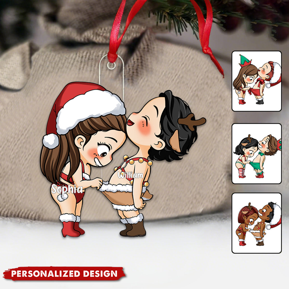 Funny Couple Christmas Gift - Personalized Couple Transparent Ornament