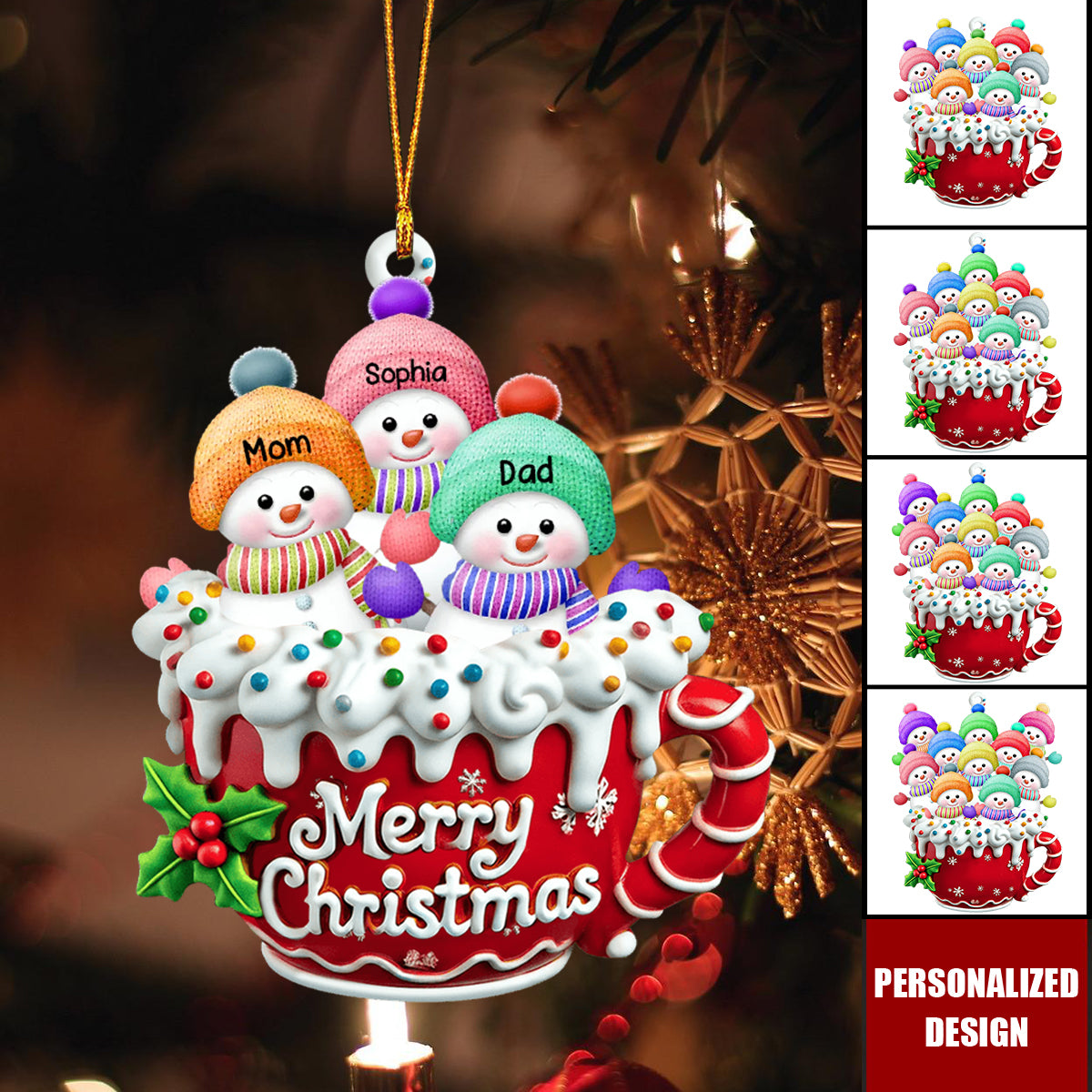 Personalized Snowman Family Christmas Ornament