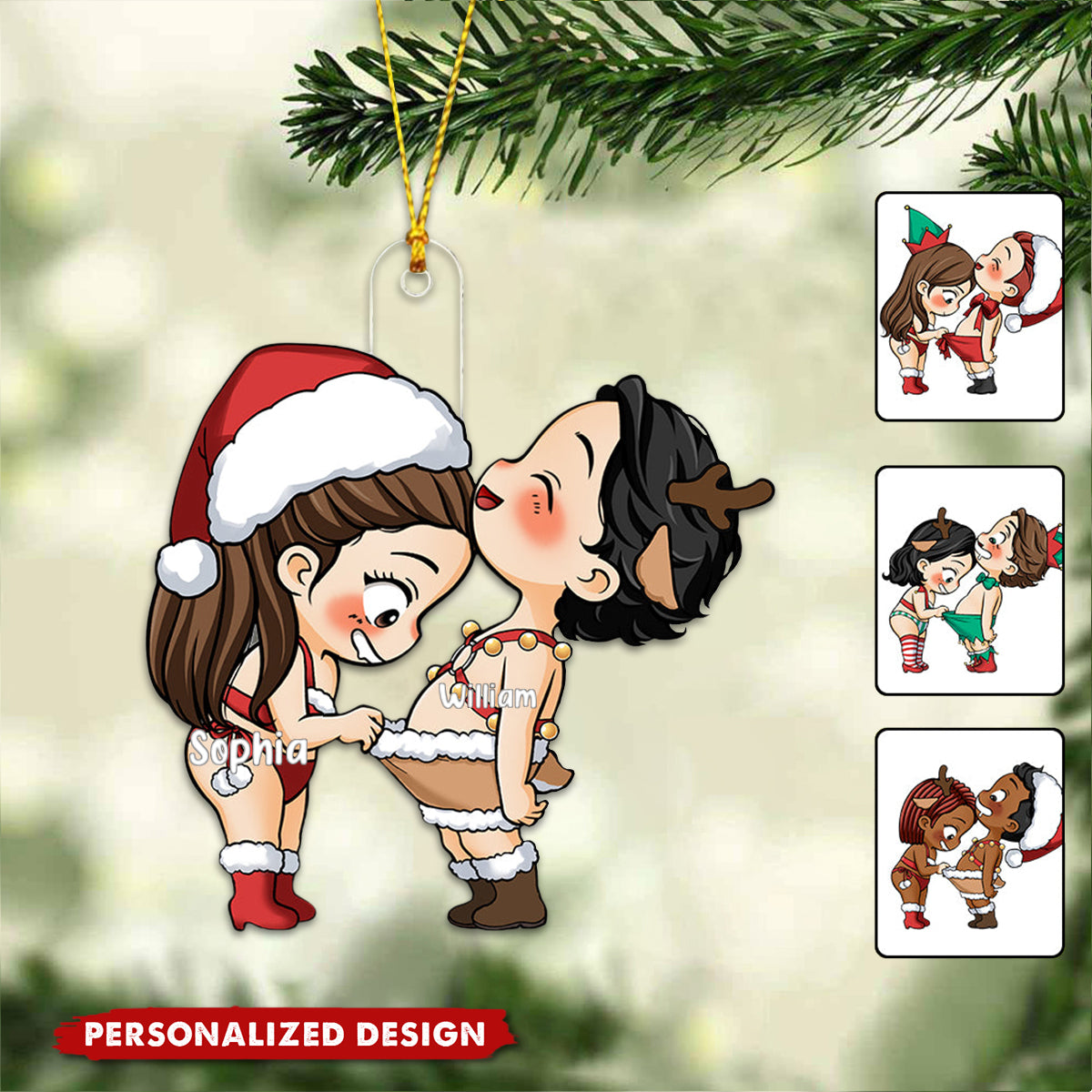 Funny Couple Christmas Gift - Personalized Couple Transparent Ornament