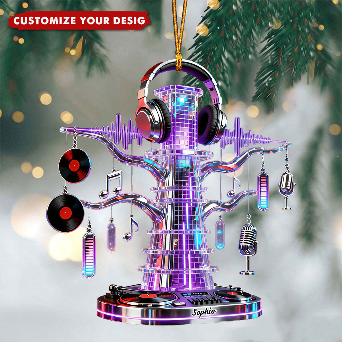 Personalized DJ Tower Theme Christmas Ornament