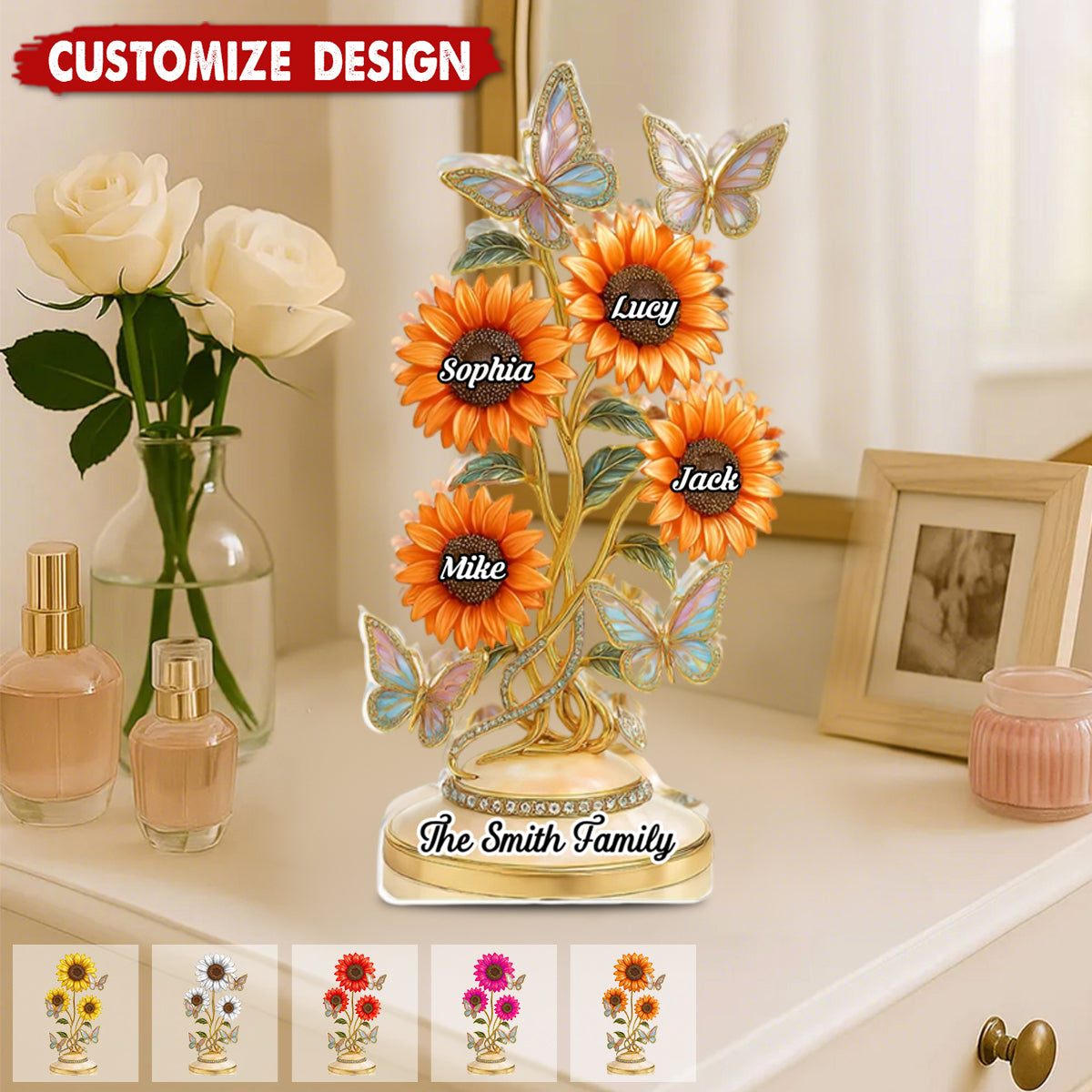 Our Family Sunflowers - Personalized Shaped Acrylic Plaque