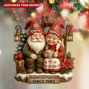 Personalized Christmas Ornament for Couples, Growing Old Together Decoration, Anniversary Gift for Him & Her