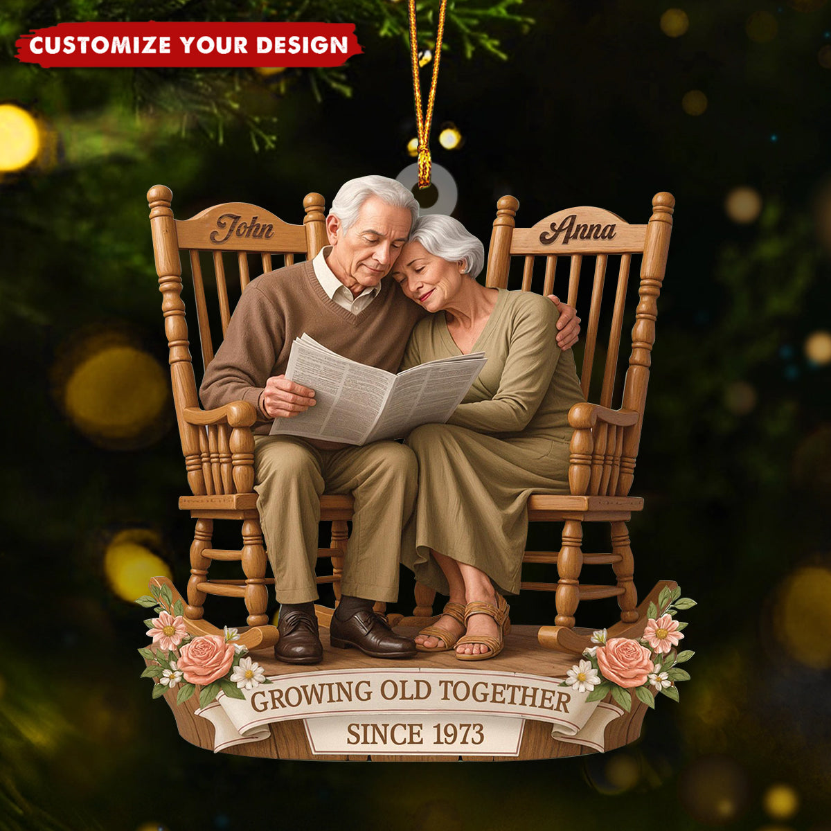 Personalized Going Old Together Couple Christmas Ornament, Anniversary for Husband Wife