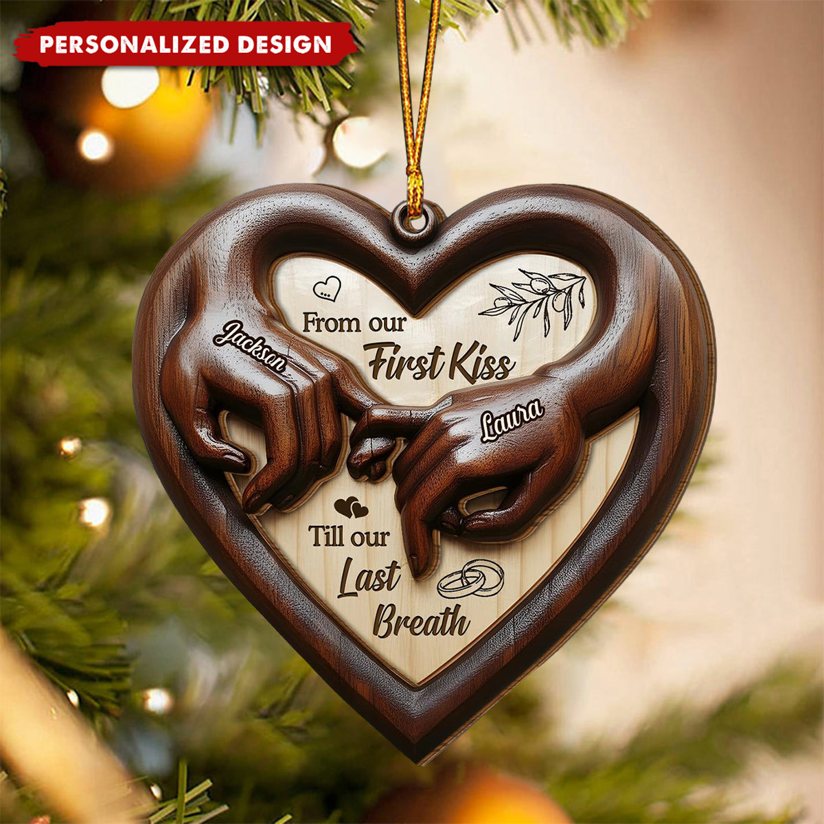 Personalized Couple Hand Ornament-Romantic Gift for Husband Wife Anniversary