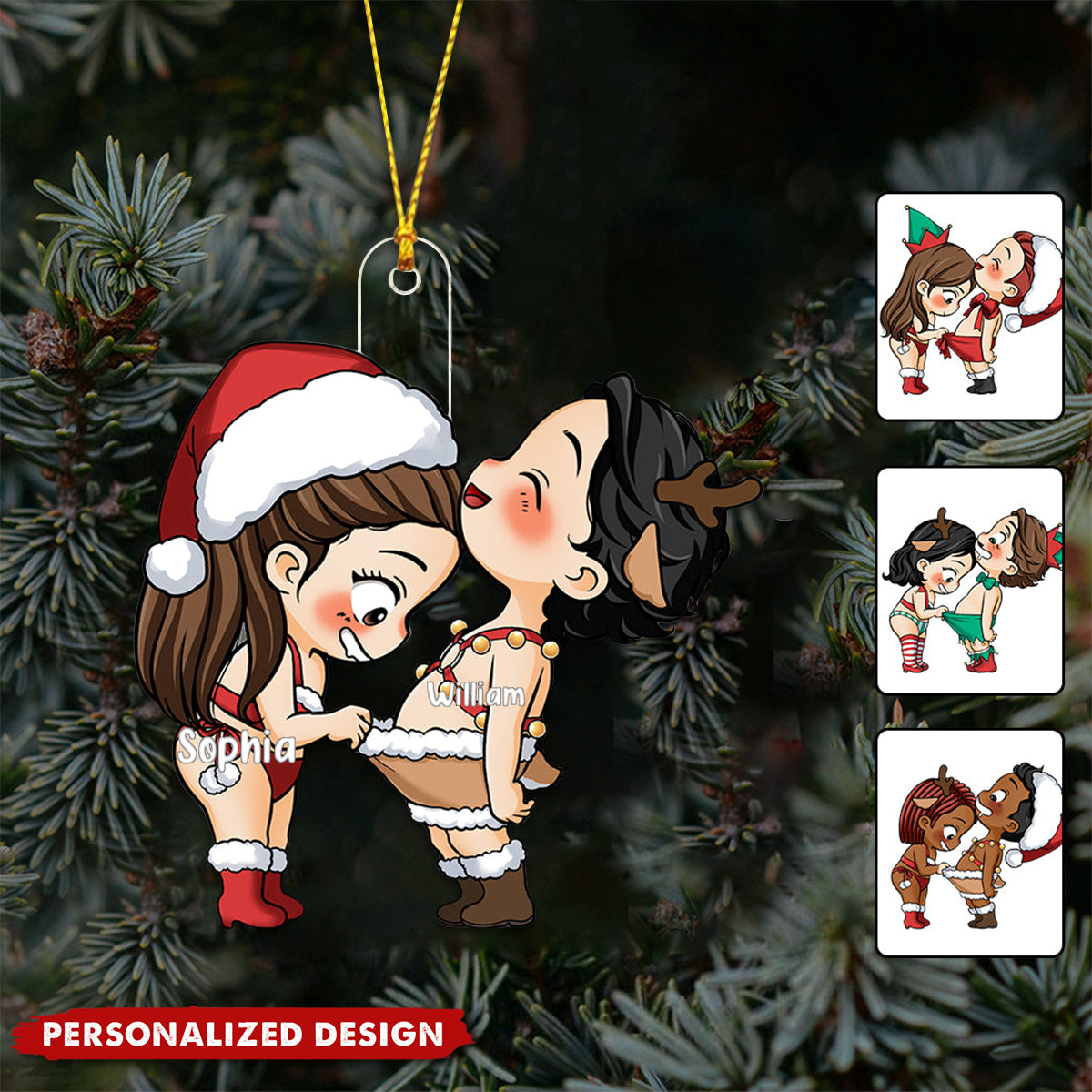 Funny Couple Christmas Gift - Personalized Couple Transparent Ornament