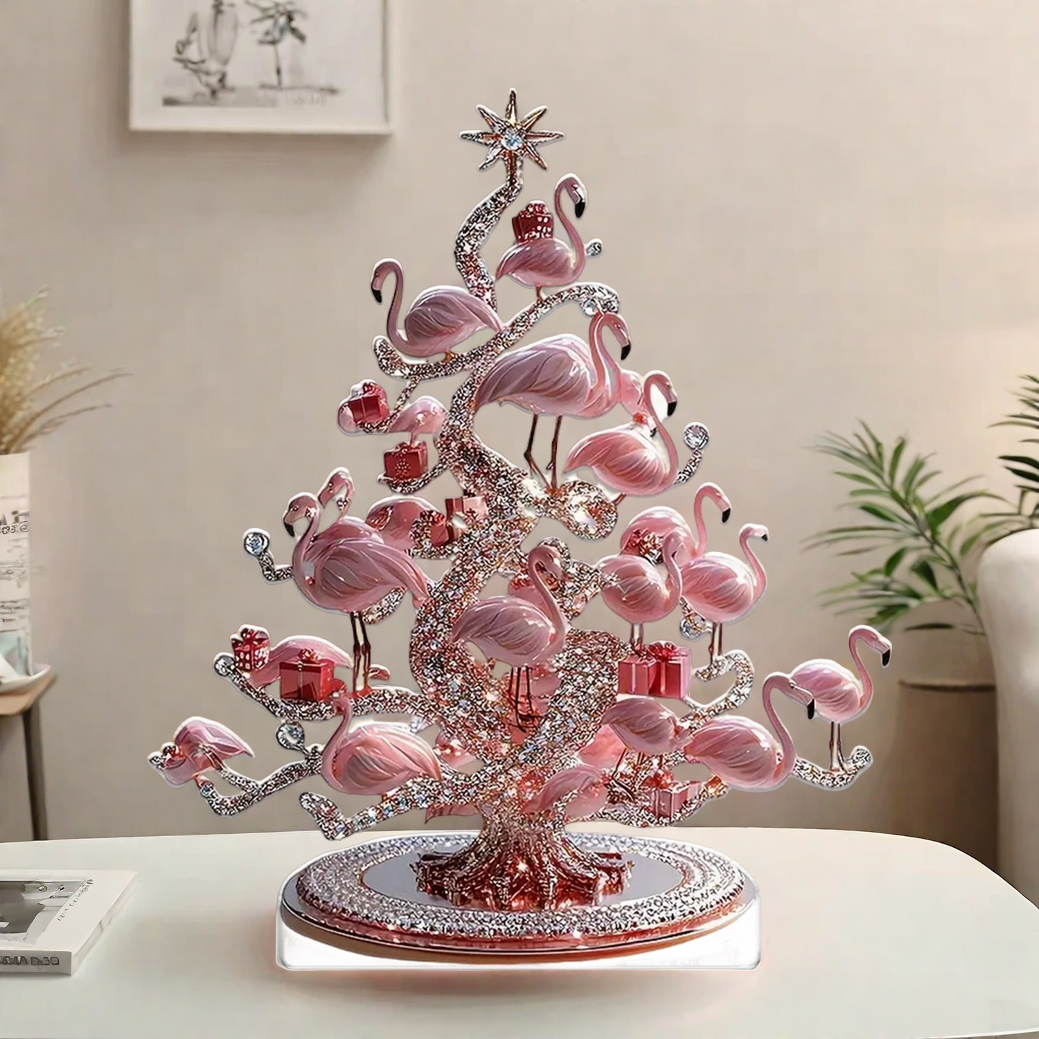 Shiny Flamingo Shaped Acrylic Plaque