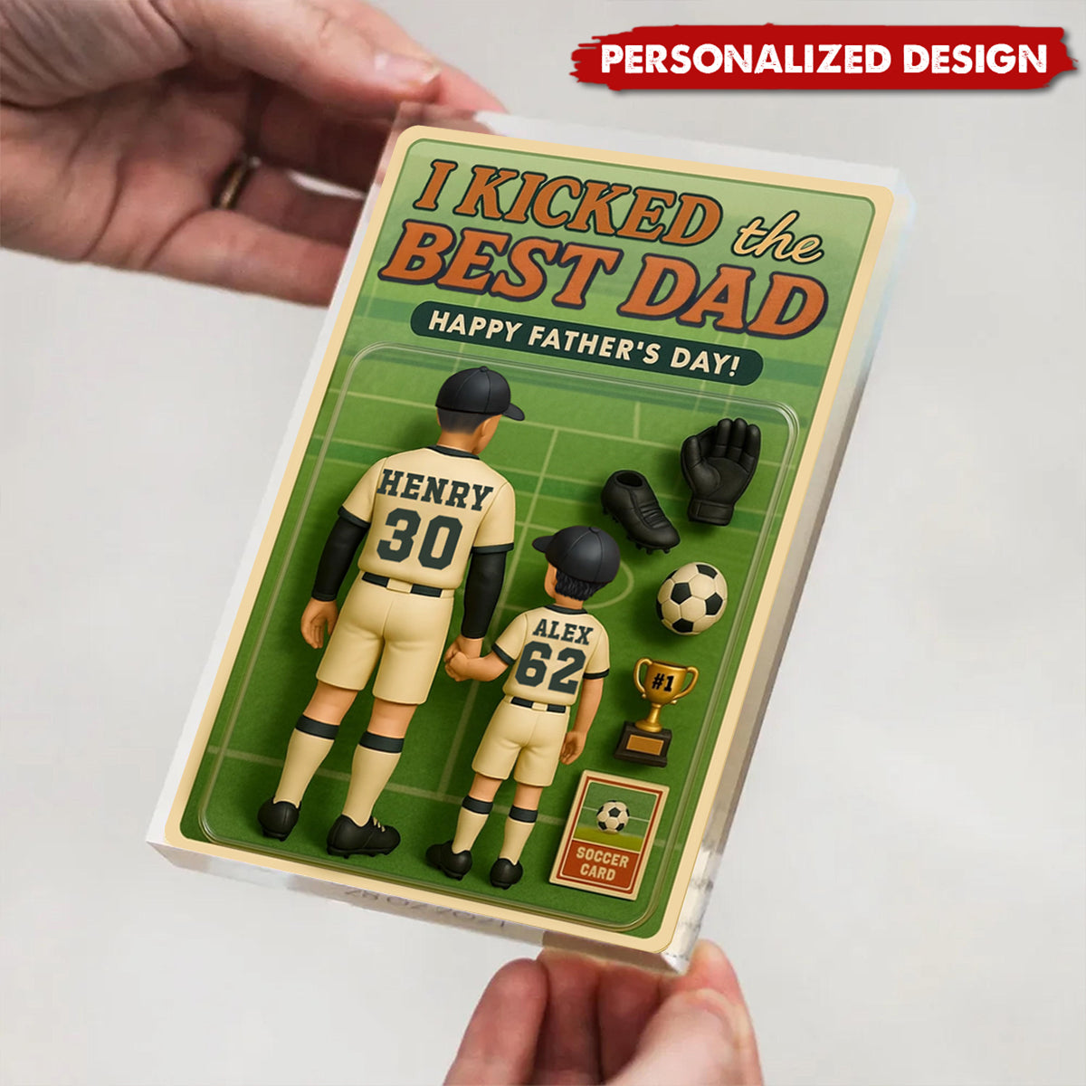 I Kicked the Best Dad Soccer-Personalized Acrylic Plaque-Father's Day Gift