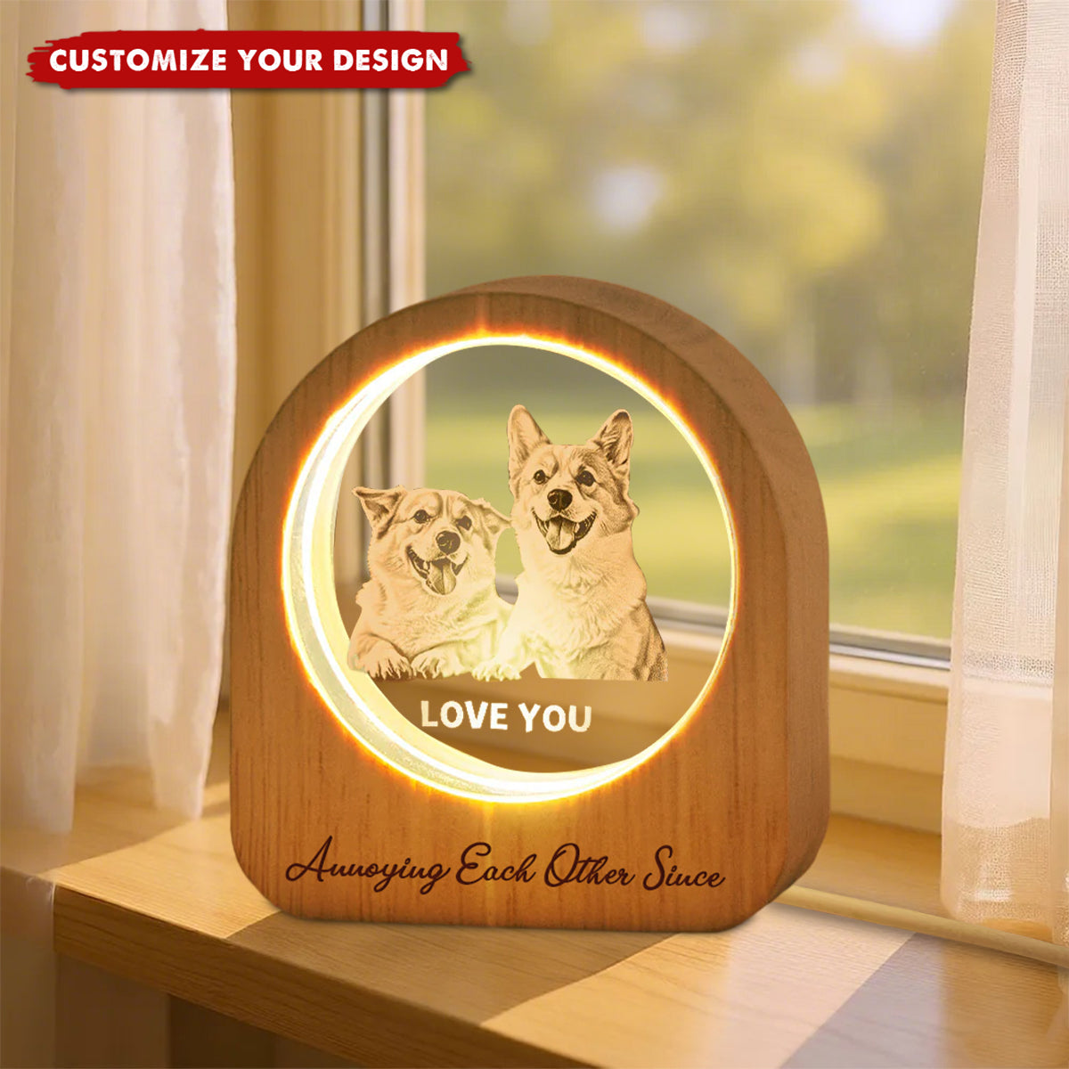 Personalized 3D Crystal Photo Portrait LED, Engraved Crystal Photo Night Light, Family Photo Gift