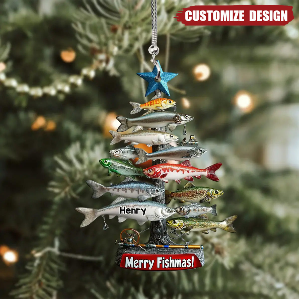 Merry Fishmas Tree - Personalized Fishing Christmas Ornament - 2024 New Release