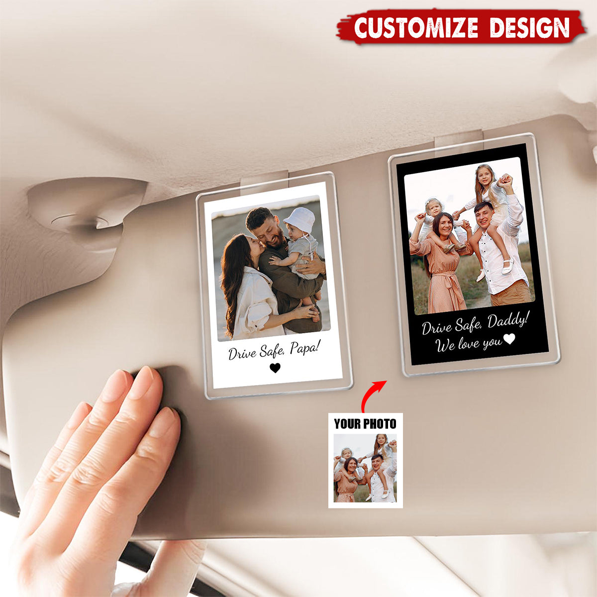 Drive Safe Daddy - Personalized Car Visor Clip - Father's Day,Birthday Gift For Dad,Grandpa