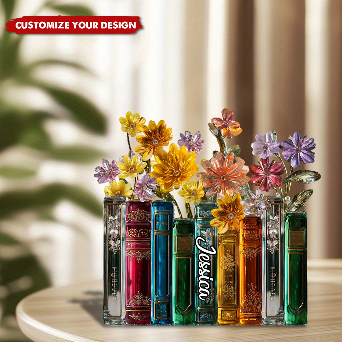 Books And Flowers - Personalized Book Custom Shaped Acrylic Plaque
