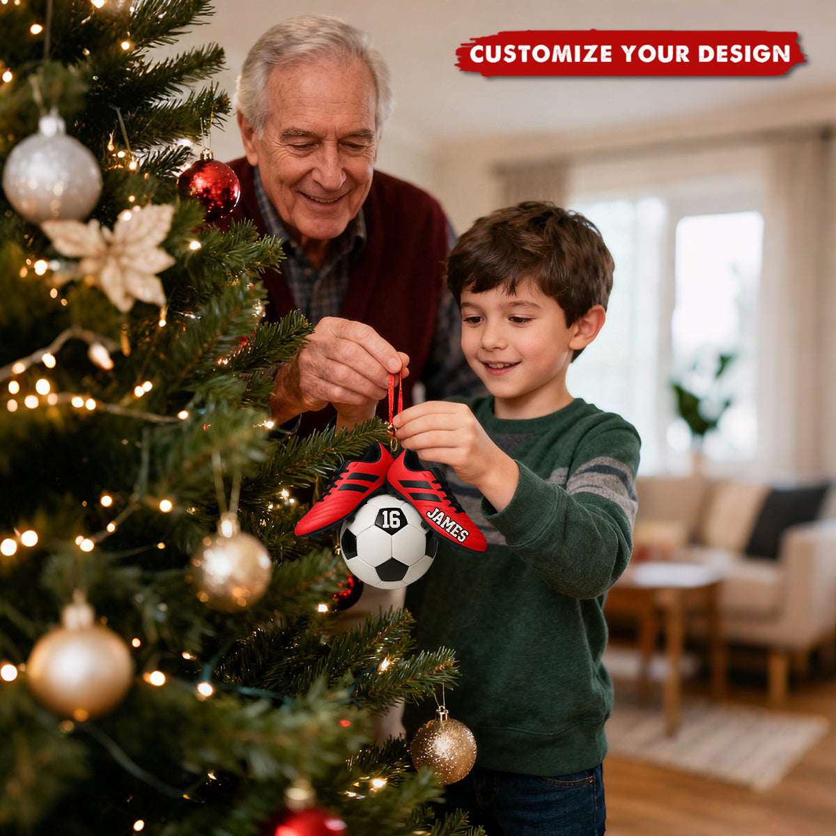 Personalized Soccer Christmas Ornament, Christmas Tree Decoration for Soccer Players and Fans