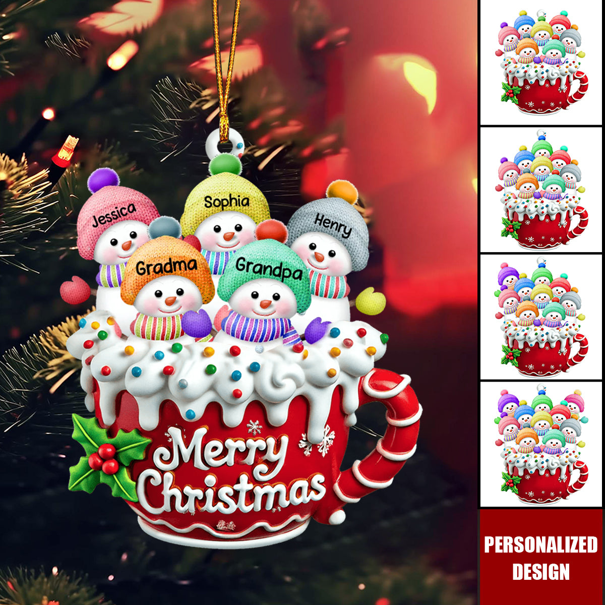 Personalized Snowman Family Christmas Ornament