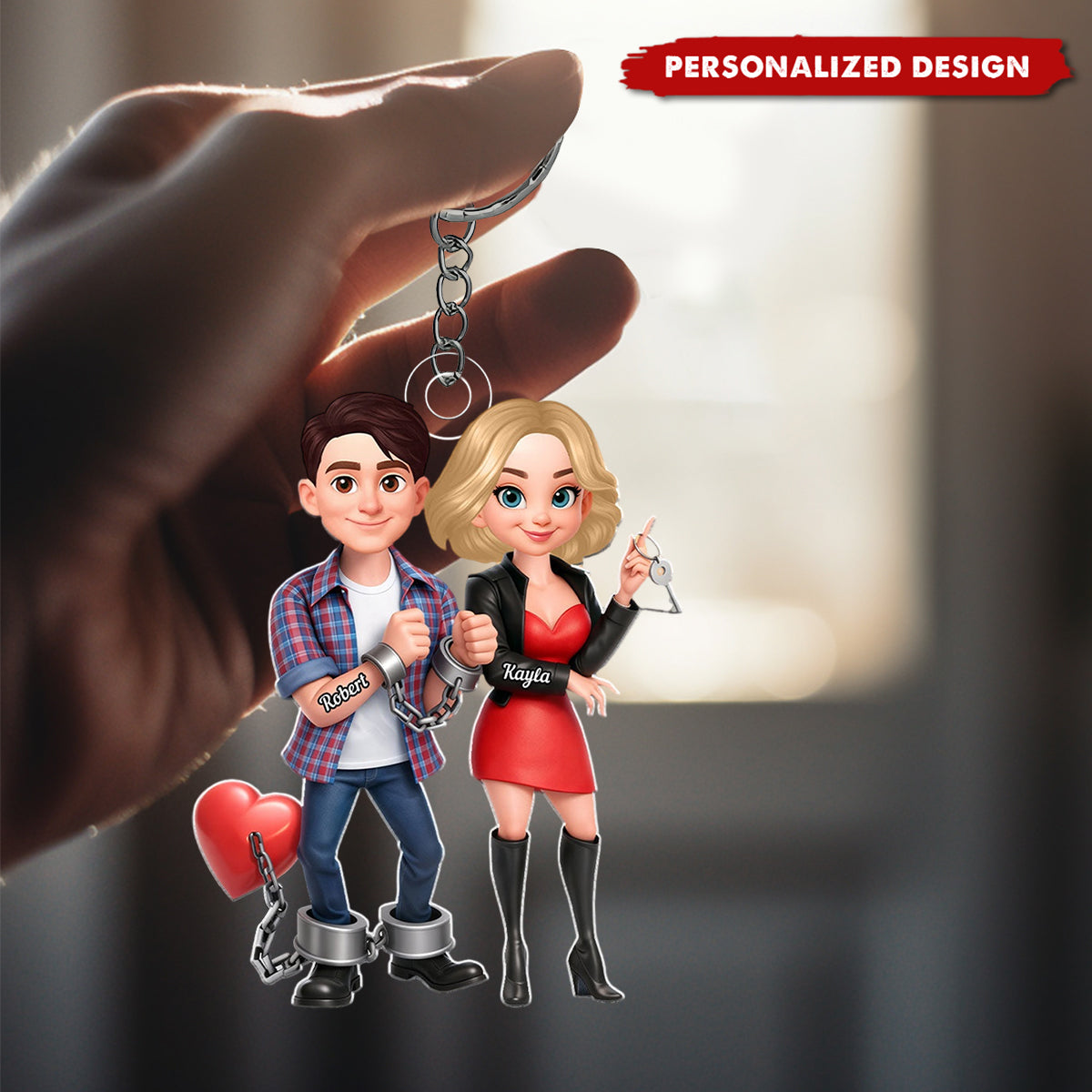 Personalized Funny Cartoon Couple Keychain - Gift for Couple