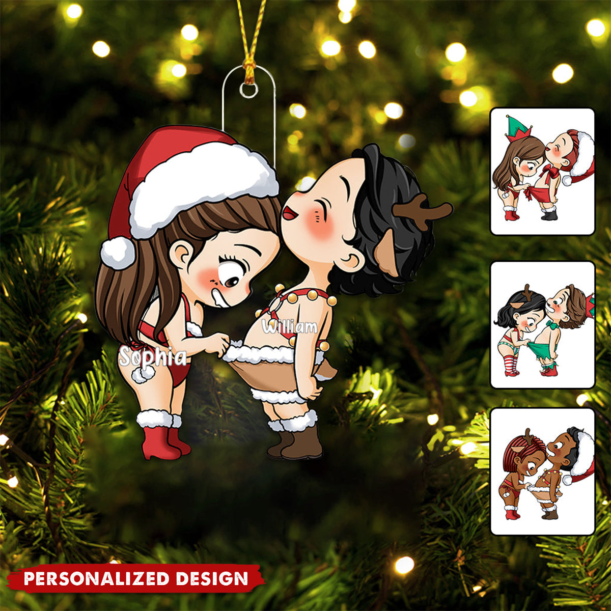 Funny Couple Christmas Gift - Personalized Couple Transparent Ornament