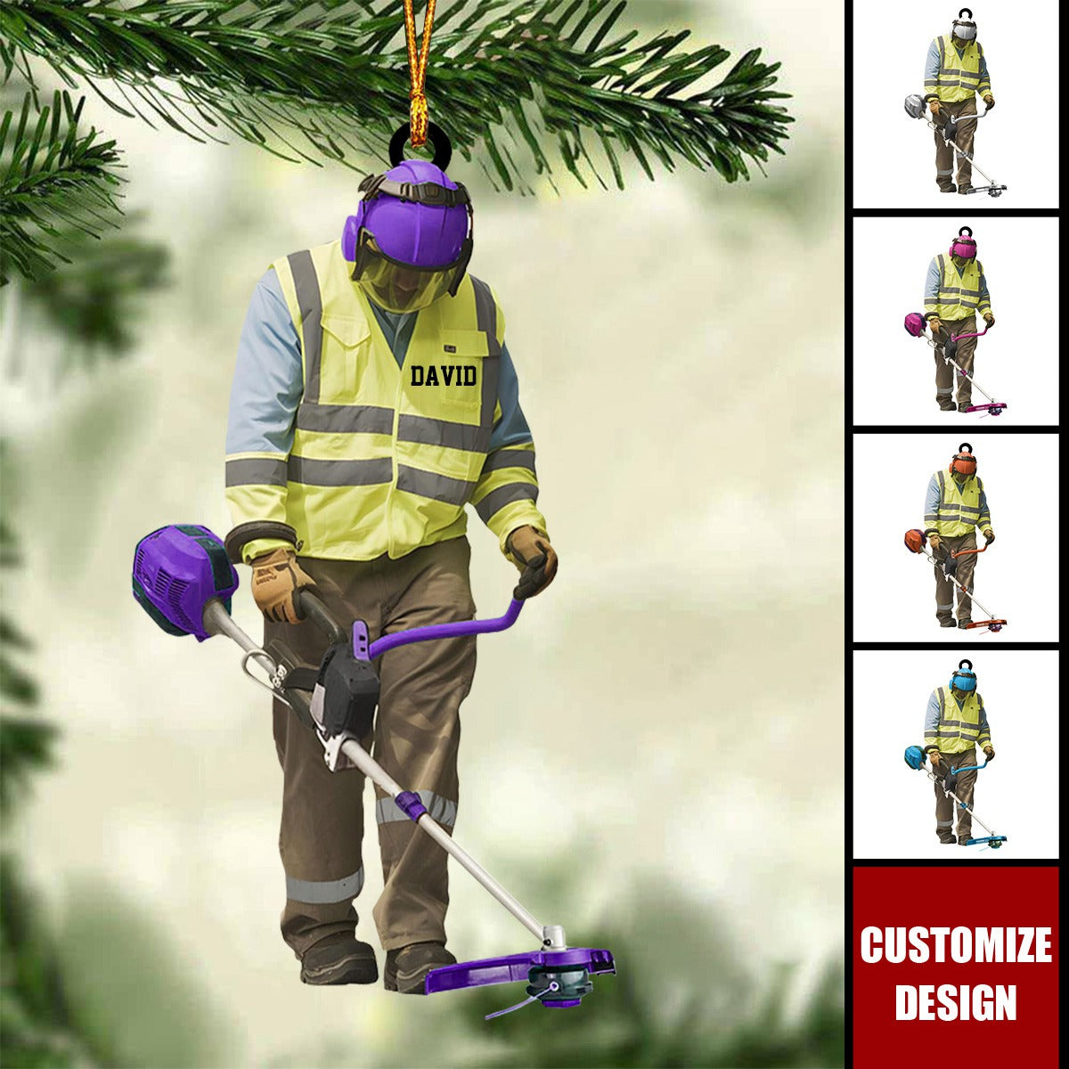 Personalized String Trimmer Christmas Ornament, Tool Scythe Chainsaw Trimmer Ornament - 2024 New Release