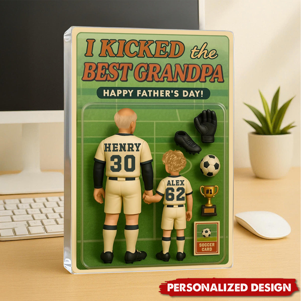 I Kicked the Best Dad Soccer-Personalized Acrylic Plaque-Father's Day Gift
