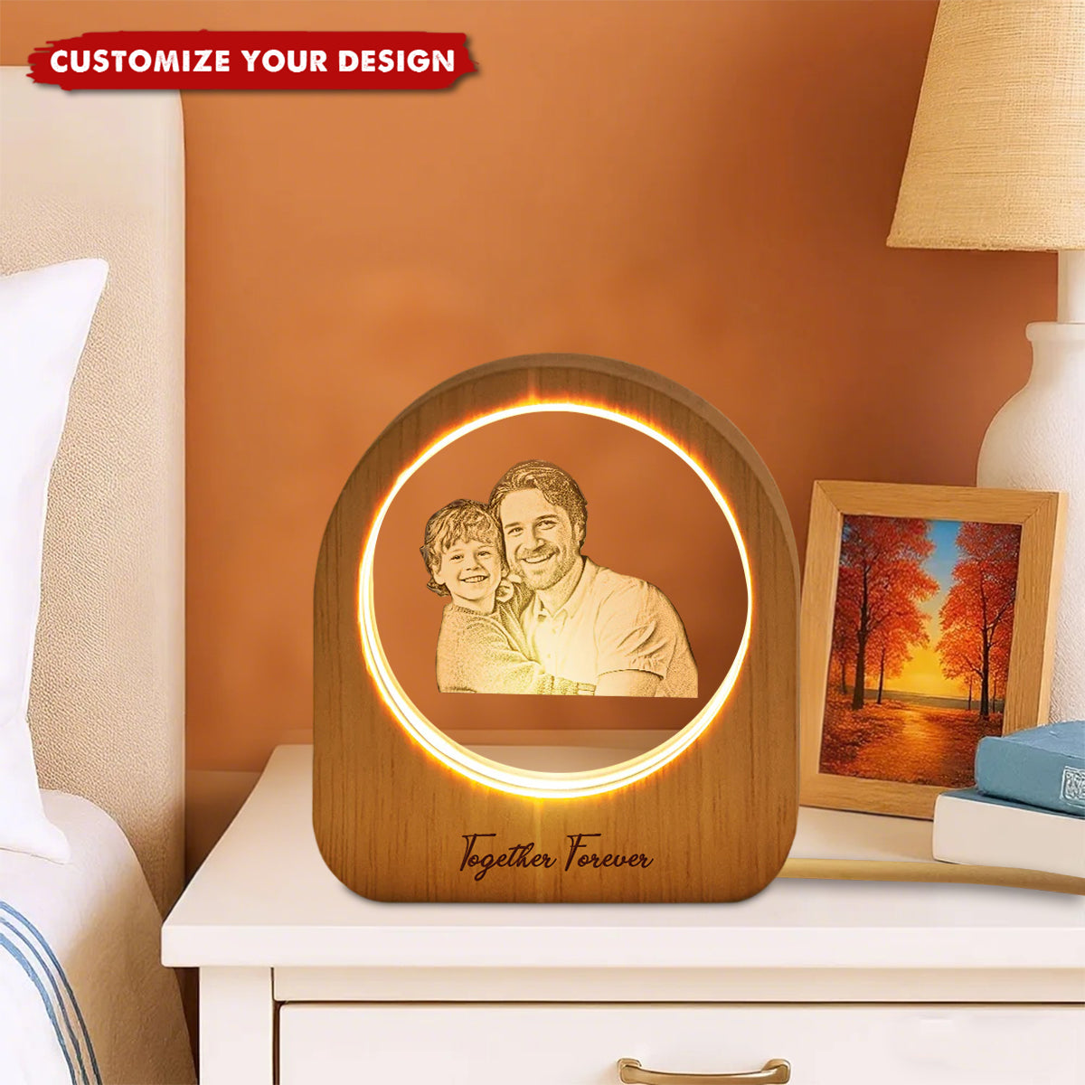 Personalized 3D Crystal Photo Portrait LED, Engraved Crystal Photo Night Light, Family Photo Gift