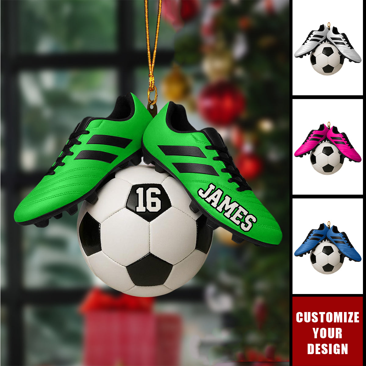 Personalized Soccer Christmas Ornament, Christmas Tree Decoration for Soccer Players and Fans