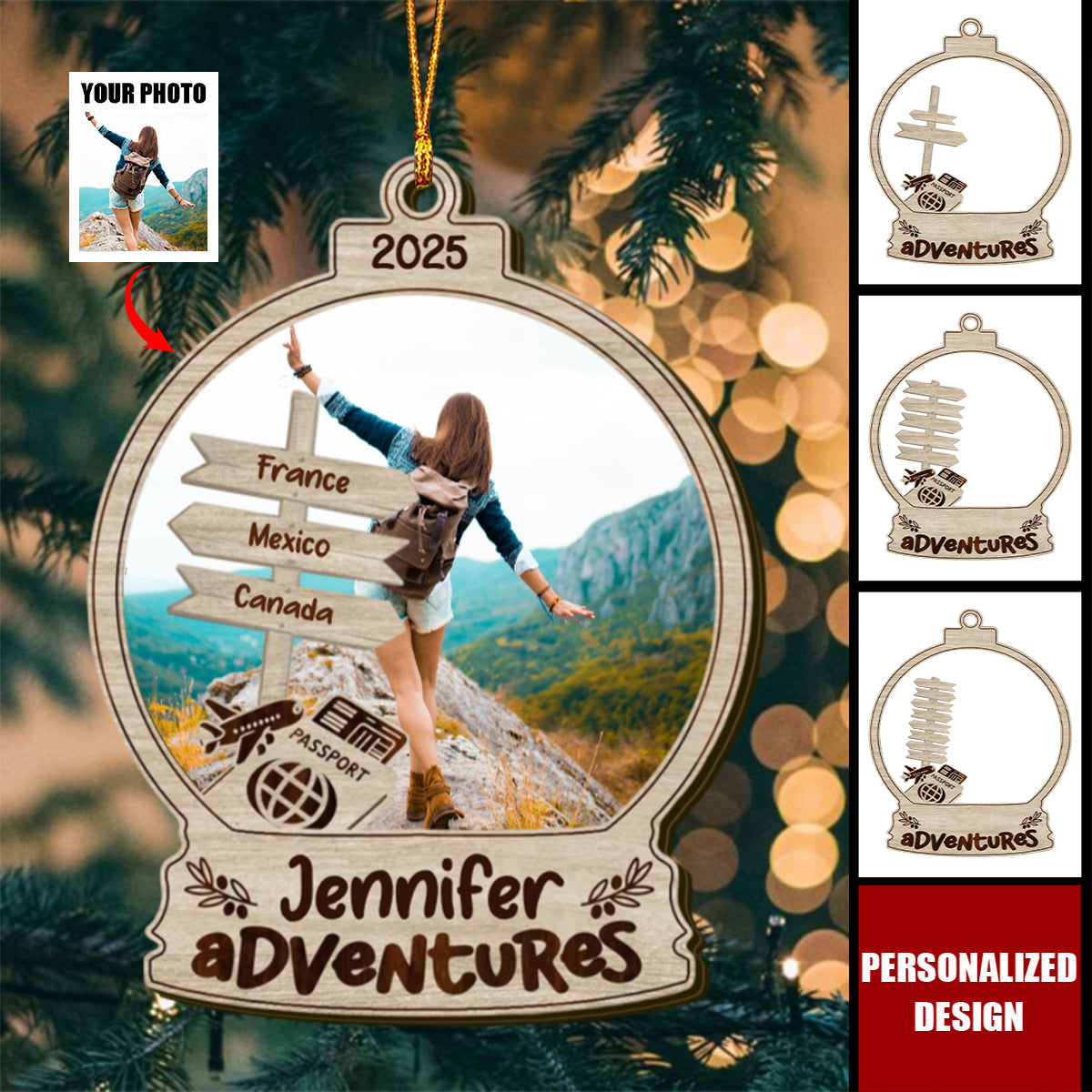 Travel Adventure-Personalized Wooden Ornament