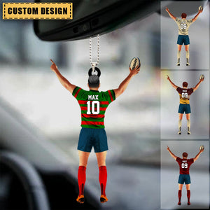 Personalized  Name, Number & Appearance - Acrylic Christmas / Car Oranment - Gift for Rugby Lovers