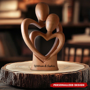Personalized Hand Carved Wooden Heart Couple Plaque-Anniversary or Wedding Gift