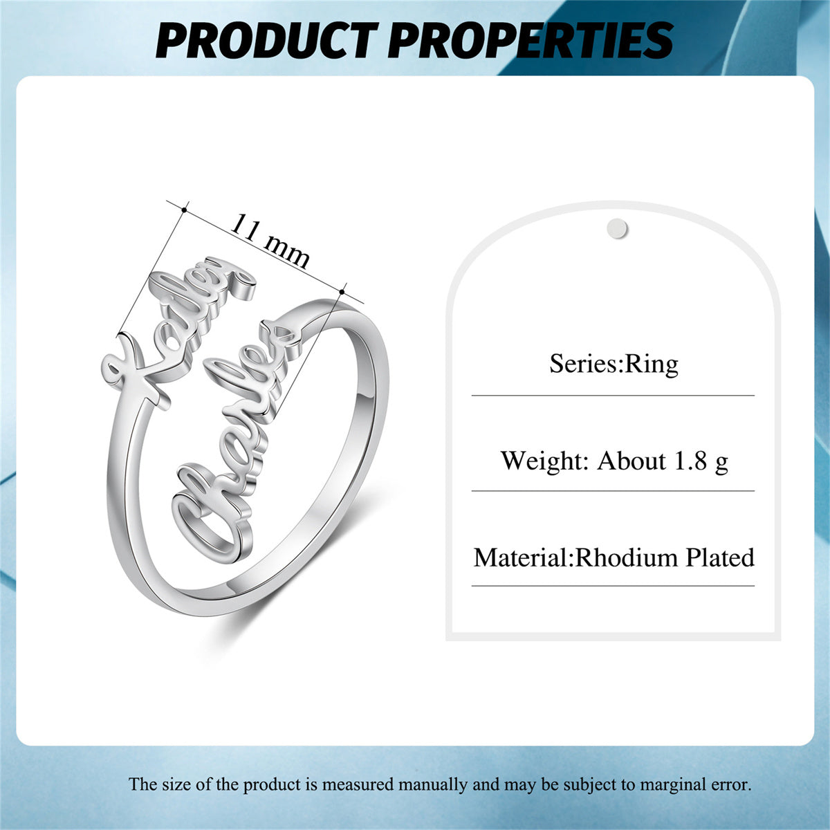 Personalized Double Handwriting Name Ring -  Gift For Mom,Couple