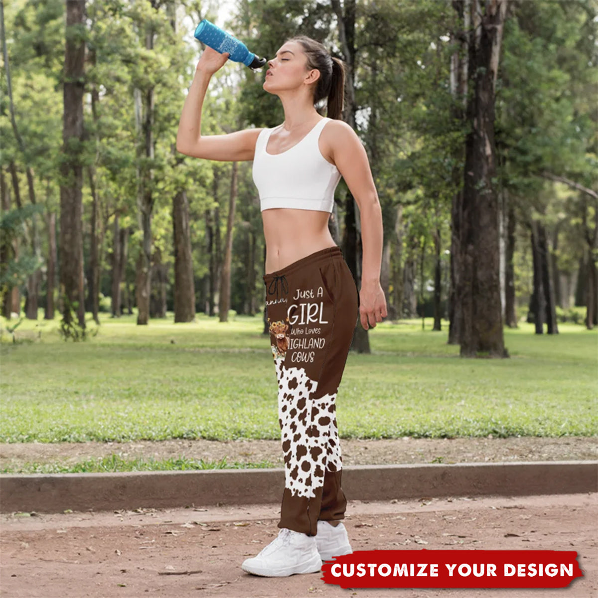 Personalized Highland Cow Soft Woman's Man's Sweatpants with Name and Drawstring Leisure Wear Birthday Gift for Highland Cow Lover