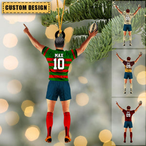 Personalized  Name, Number & Appearance - Acrylic Christmas / Car Oranment - Gift for Rugby Lovers