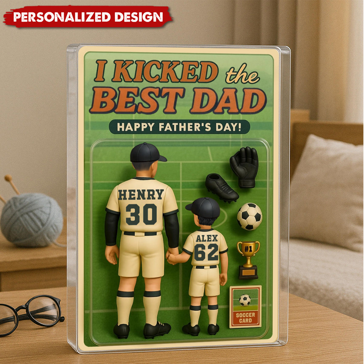 I Kicked the Best Dad Soccer-Personalized Acrylic Plaque-Father's Day Gift