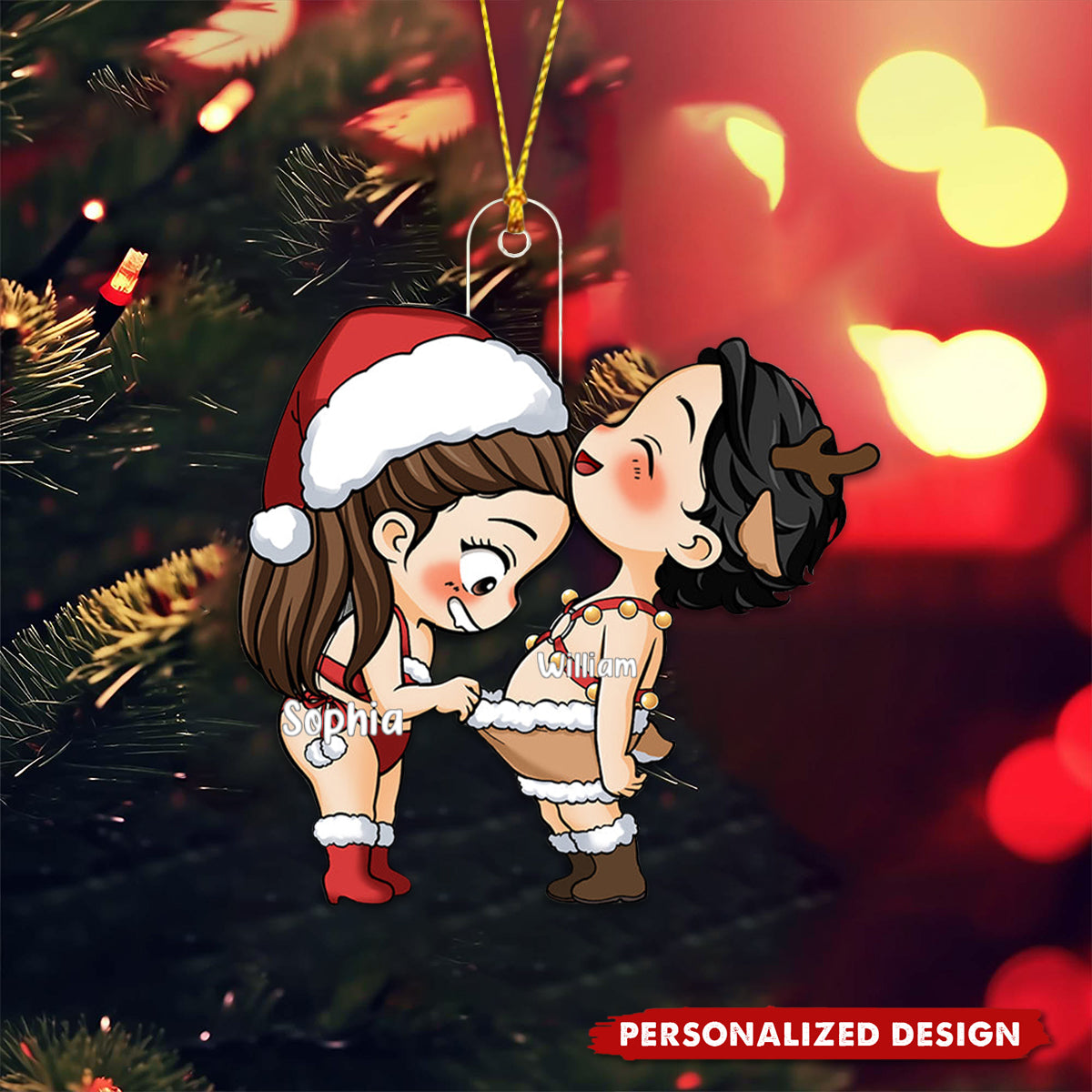 Funny Couple Christmas Gift - Personalized Couple Transparent Ornament