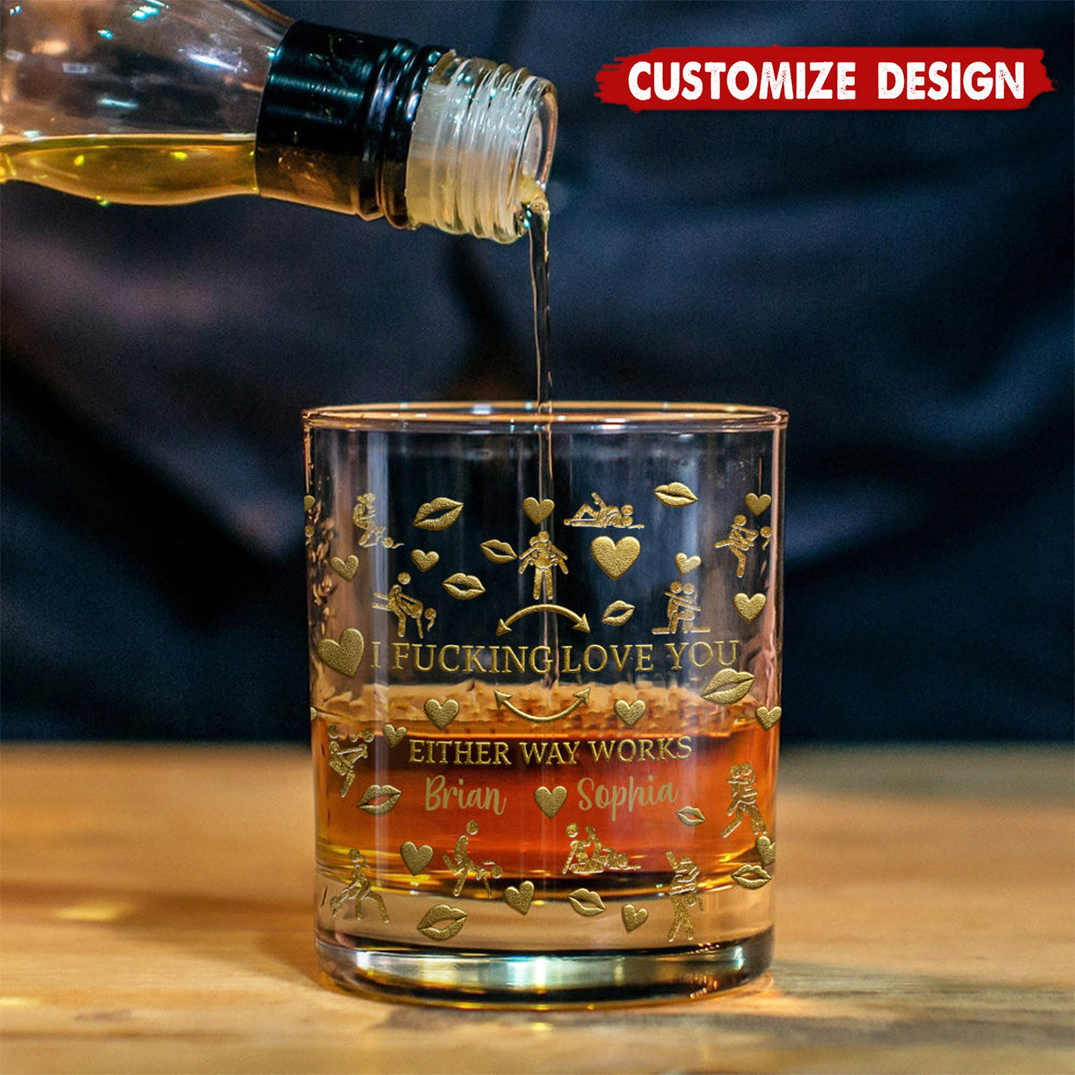 I Love You - Personalized Couple Whiskey Glass - Gift For Couple