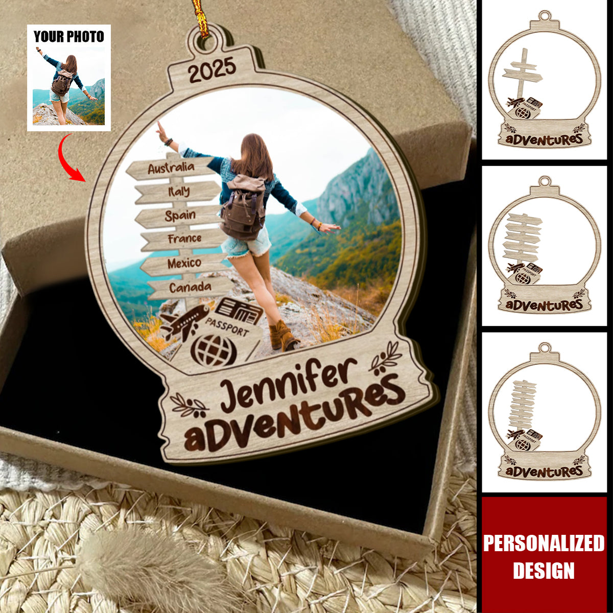 Travel Adventure-Personalized Wooden Ornament