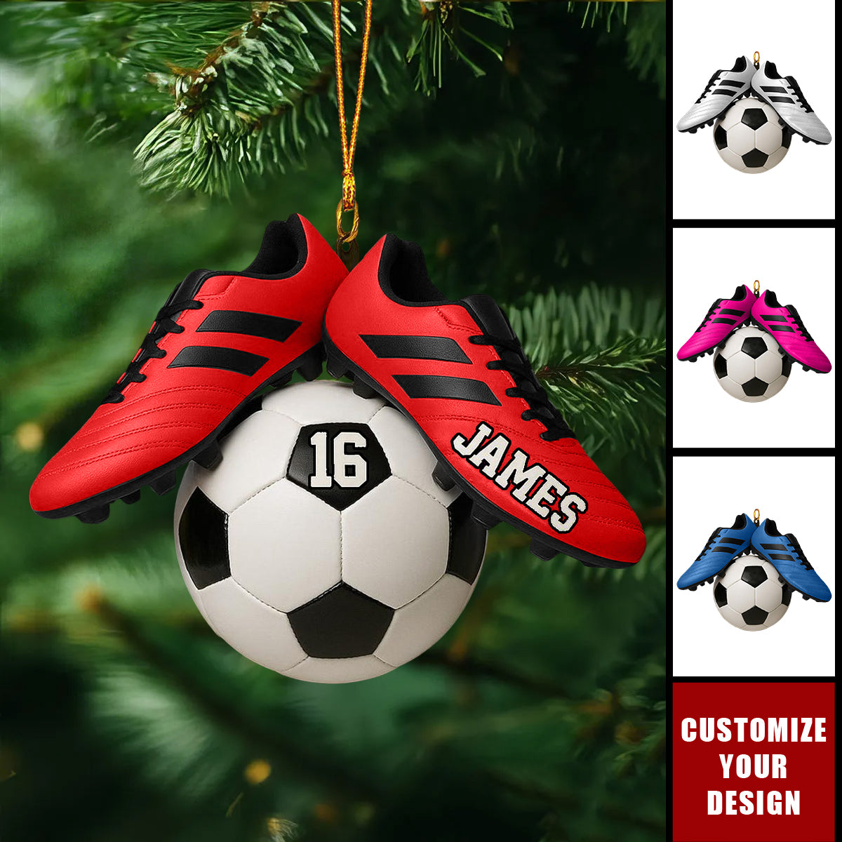 Personalized Soccer Christmas Ornament, Christmas Tree Decoration for Soccer Players and Fans