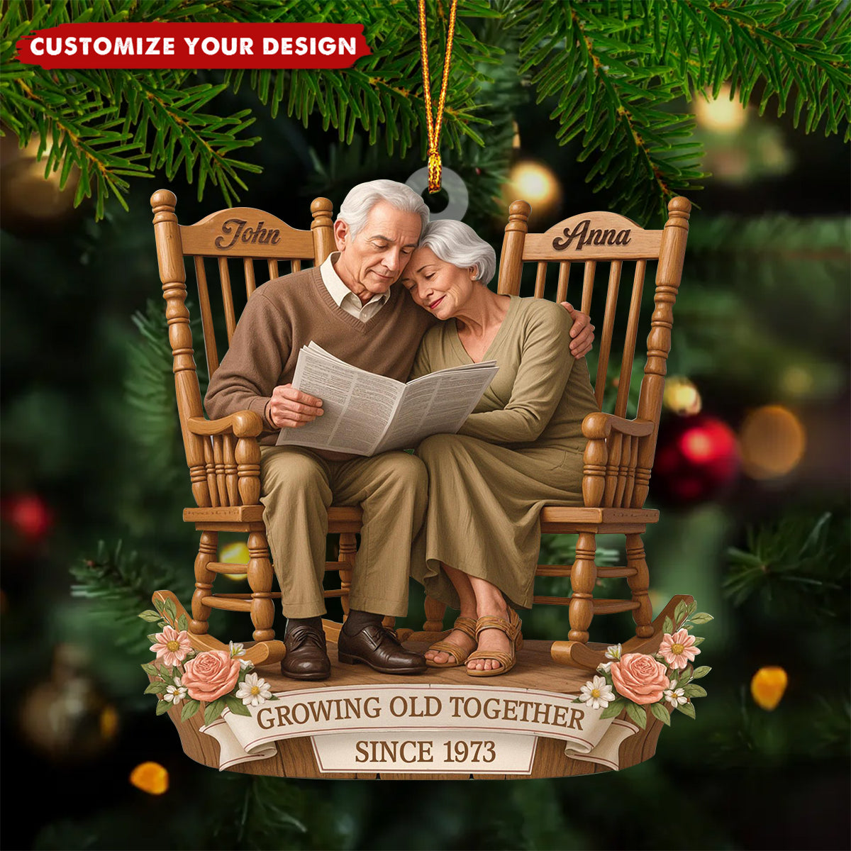 Personalized Going Old Together Couple Christmas Ornament, Anniversary for Husband Wife