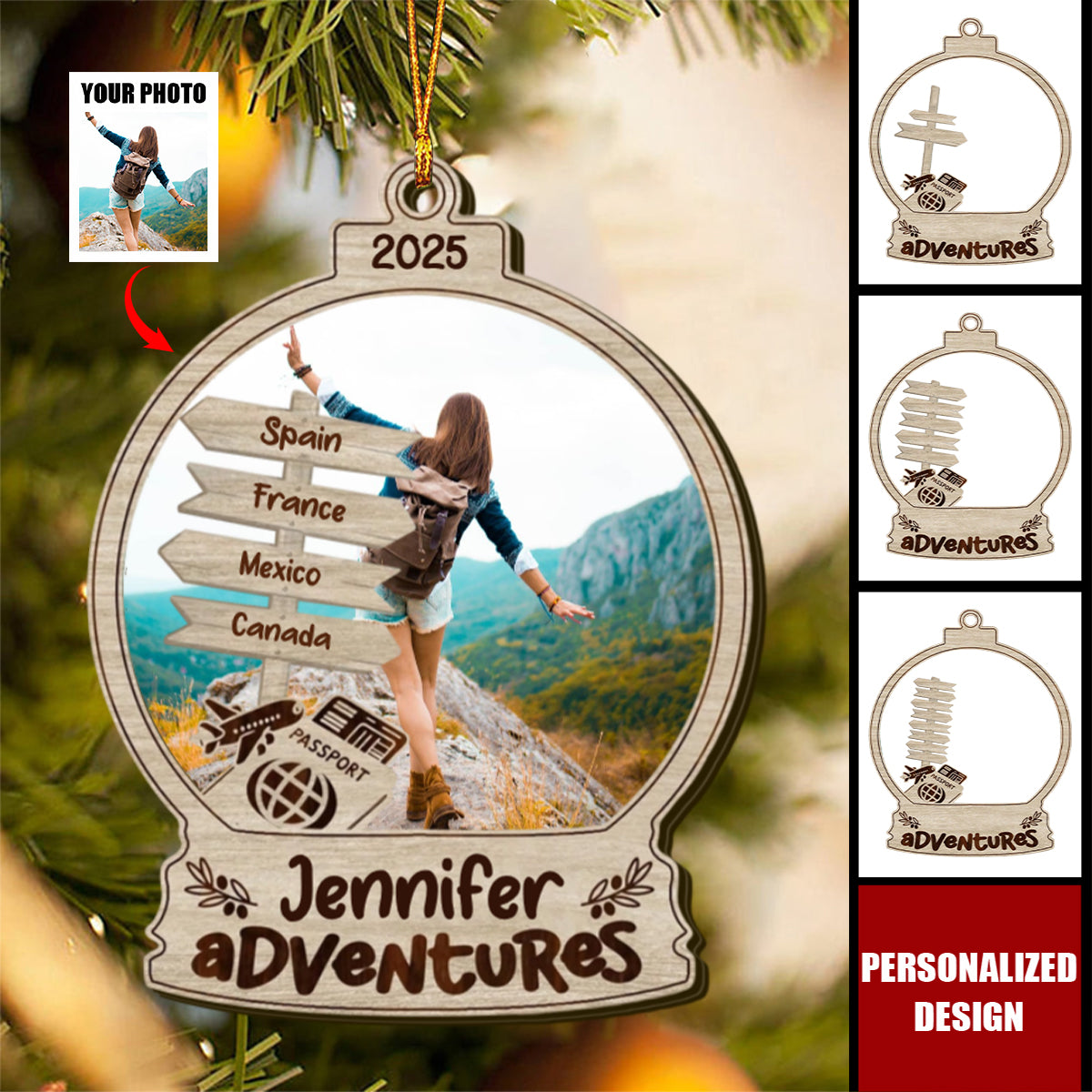 Travel Adventure-Personalized Wooden Ornament