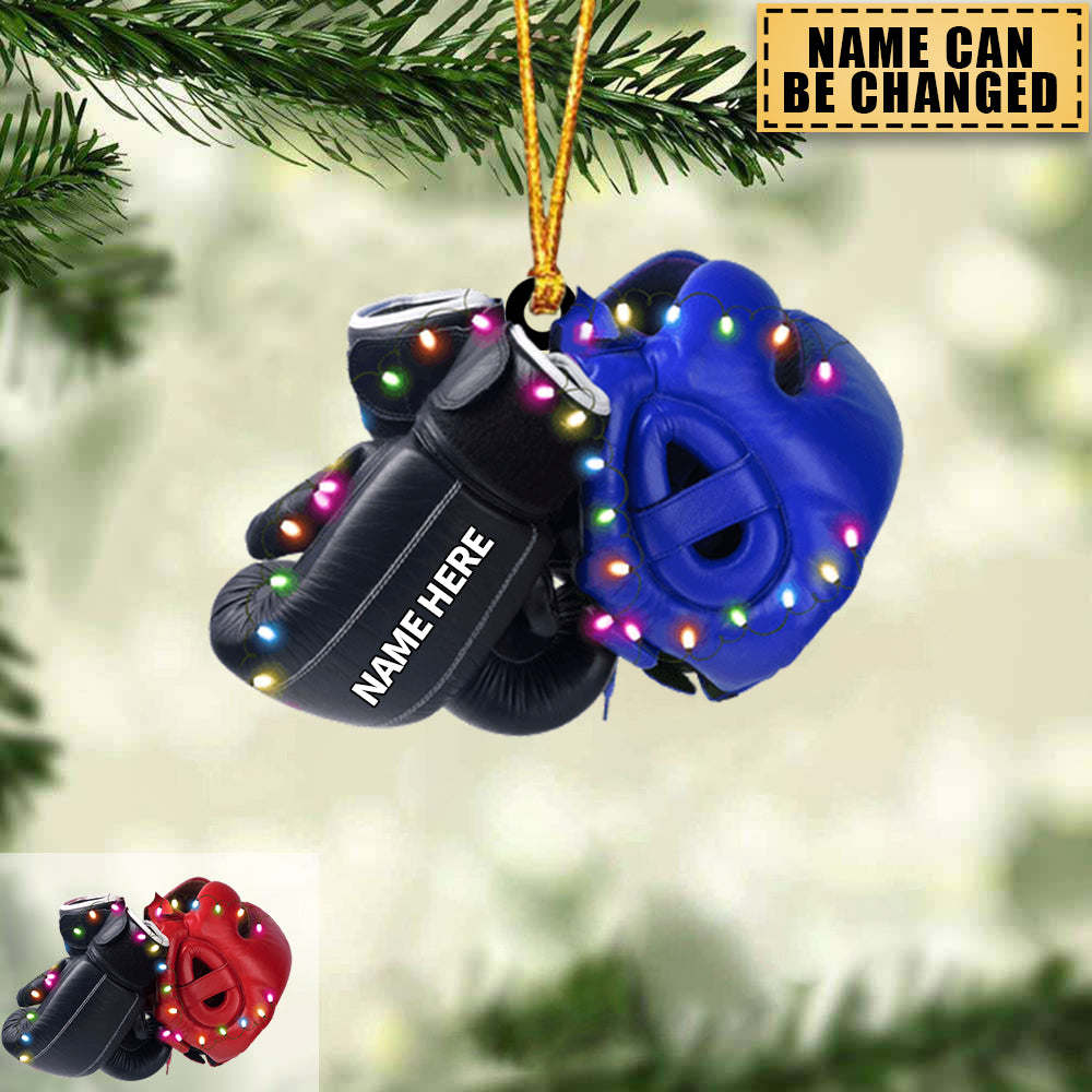 Boxing Gloves And Helmet - Personalized Christmas Ornament - Gift For Boxing Lover