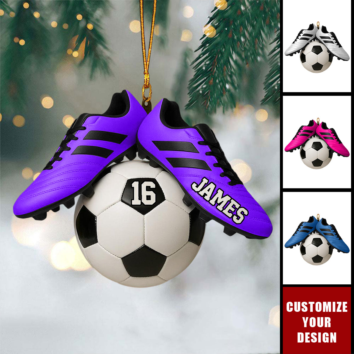 Personalized Soccer Christmas Ornament, Christmas Tree Decoration for Soccer Players and Fans